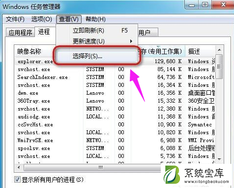 Win7让任务管理器pid显示出来